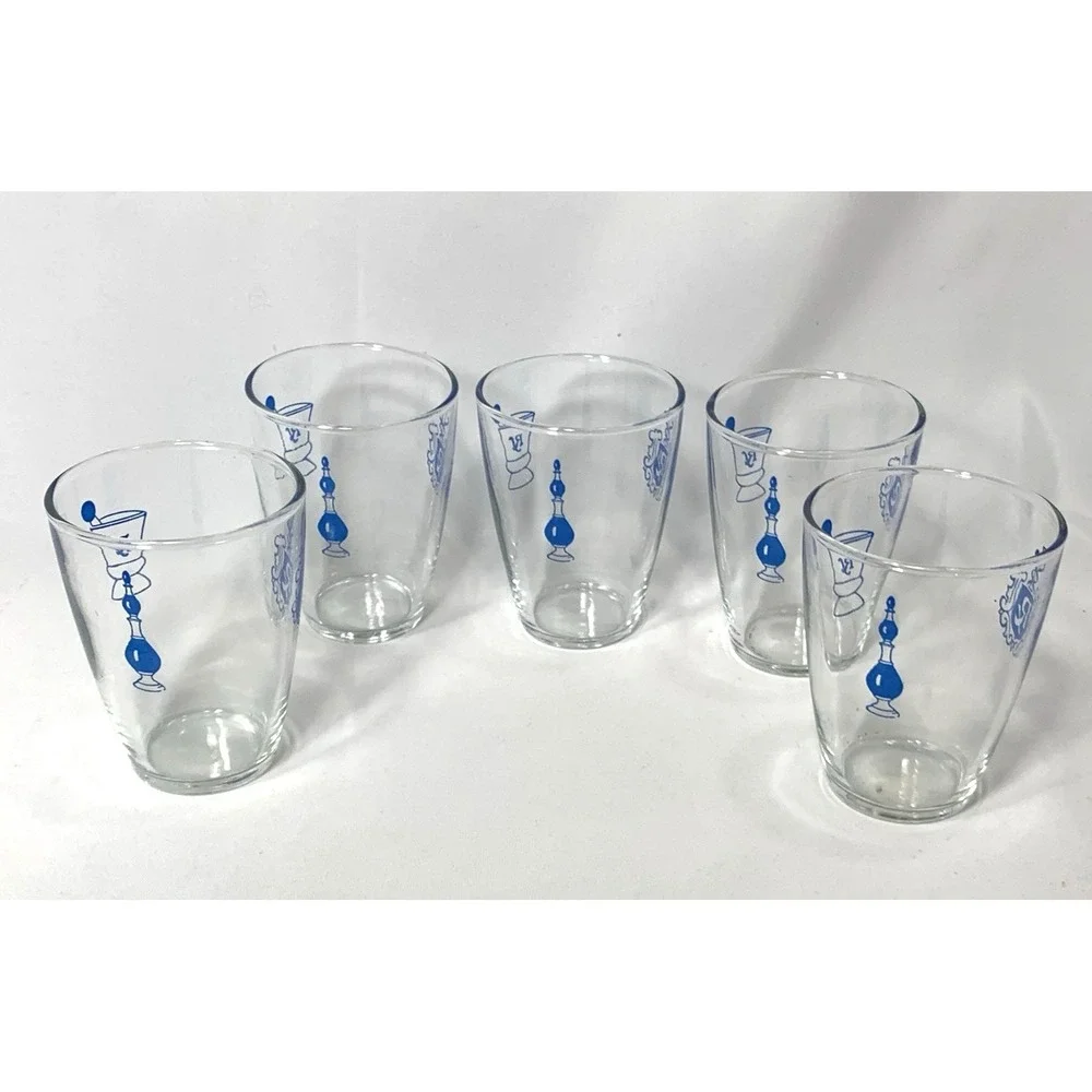Libbey Novelty Tumblers Pharmacy Rx Vintage Barware Juice Set of 5 Glasses 3.5